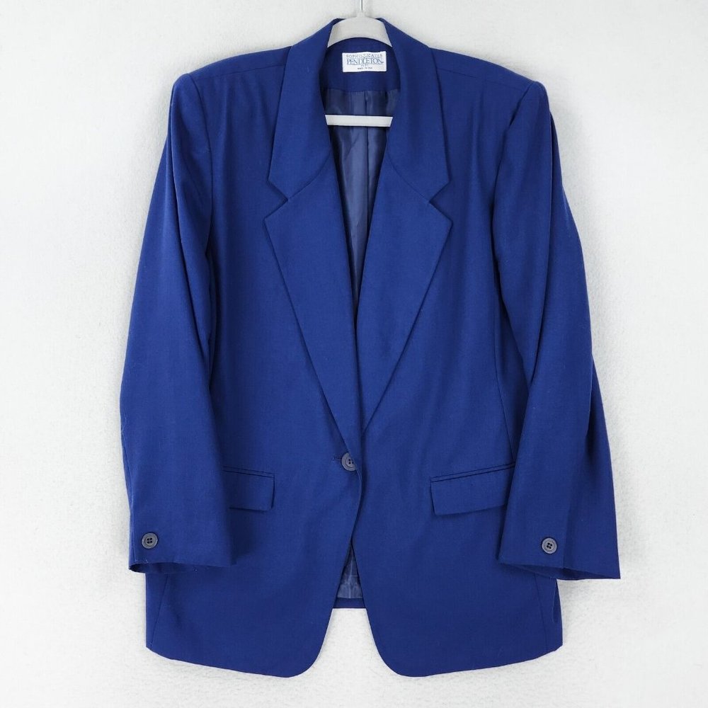 Pendleton Jacket Womens 20 Blue Single Button Plus Size Sophisticates Career